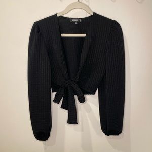 Misguided Puff Sleeve Tie Top
